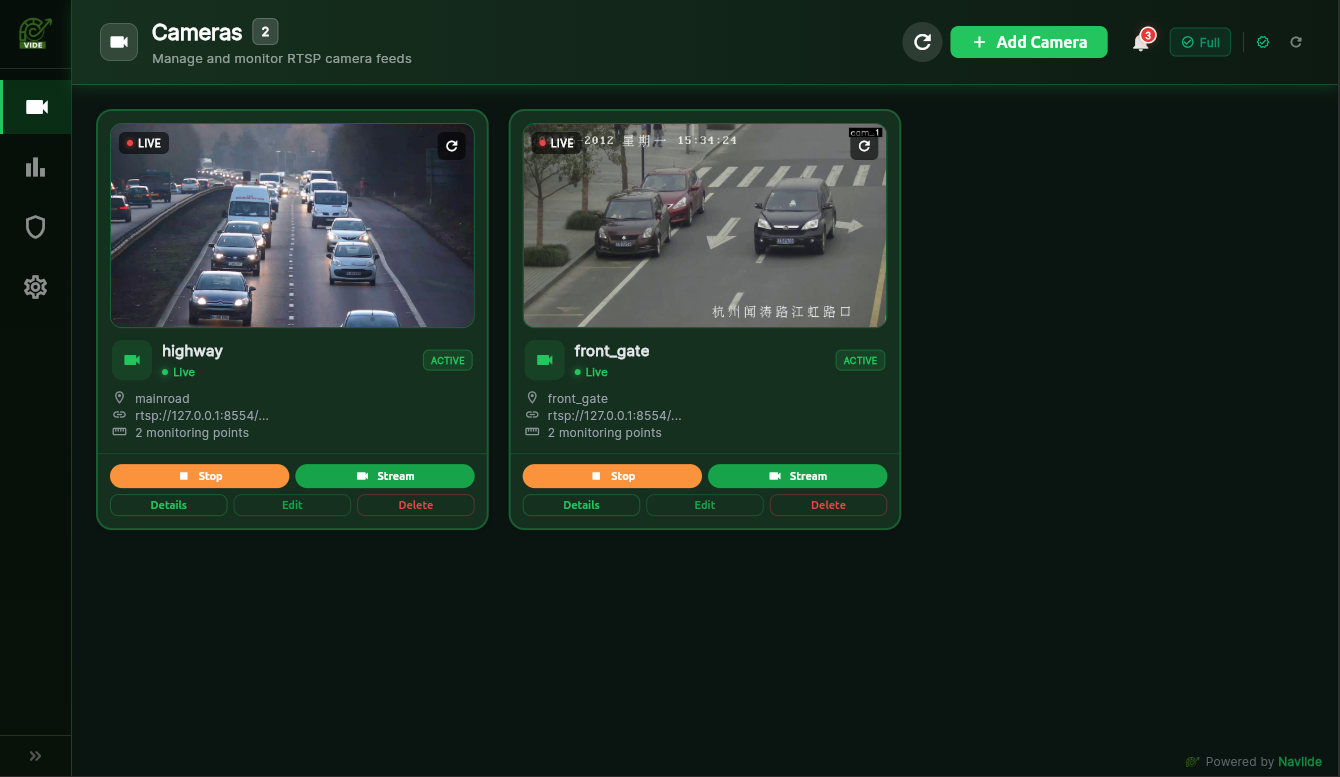 NavVide Dashboard Interface